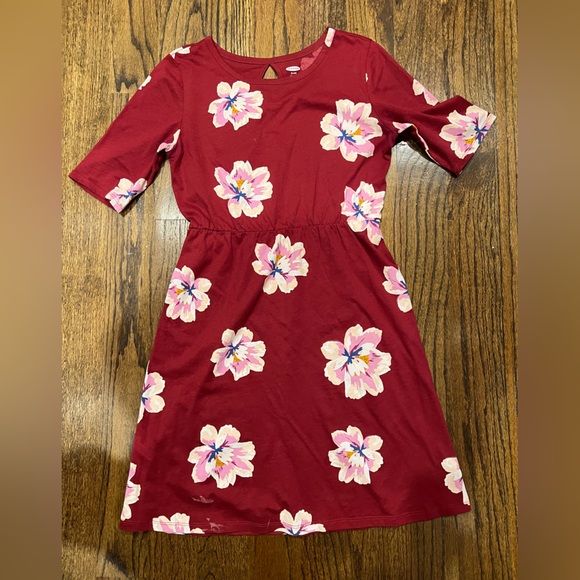 Old Navy Other - Old Navy Burgundy Maroon Pink Floral Girls Dress Sz XL 14